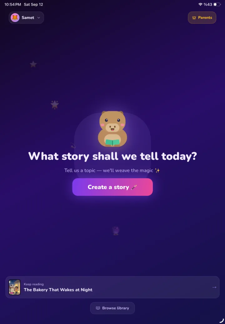 Home: one question, one button